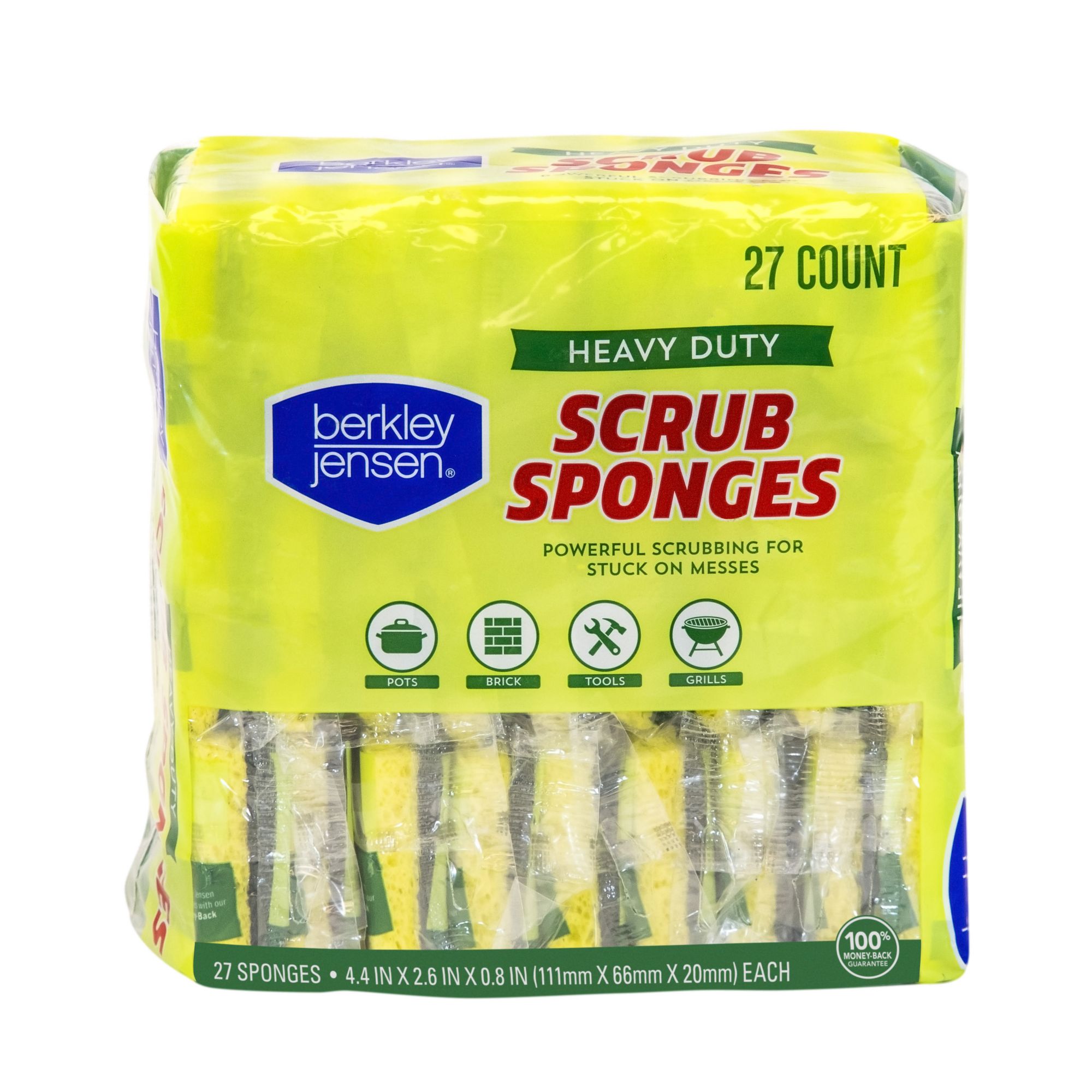 Bulk Scrubber and Sponges - Green and Yellow, Dual Sides