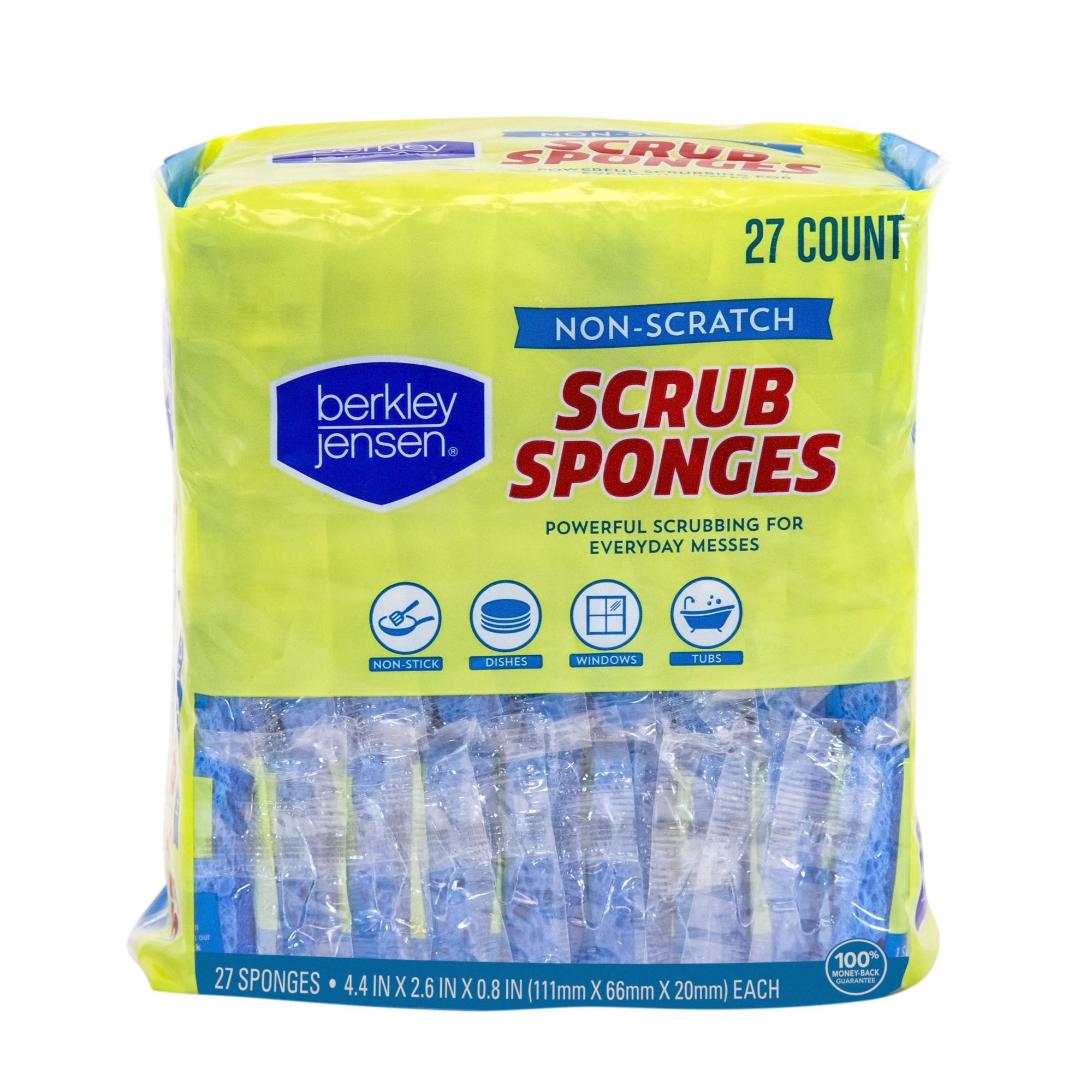 Kitchen Scrub Sponges - Non-Scratch Dishwashing Sponge for Cleaning Dishes,  pots and Pans - 5 Pack (Blue)