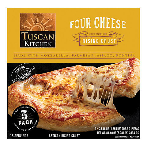 Tuscan Kitchen Four Cheese Rising Crust Cheese Pizza, 3 pk.