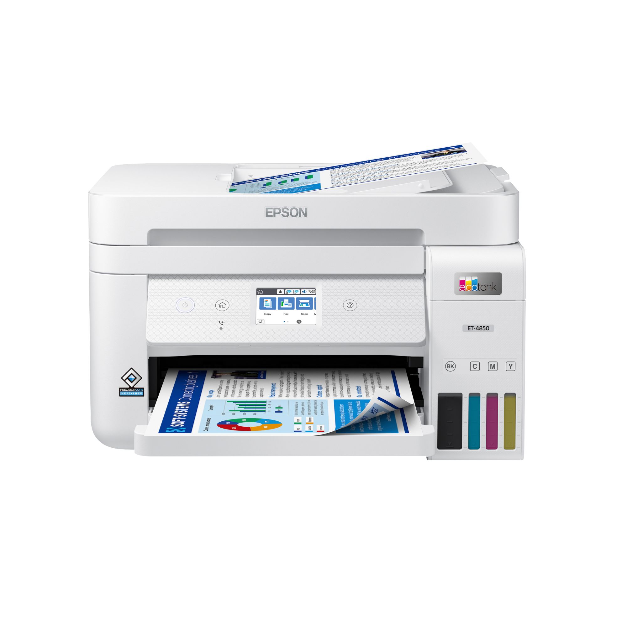 Epson EcoTank-3850 Special Edition All-in-One Inkjet Printer with Scanner,  Copier, Business Office, White, Bundle with Printer Cable 