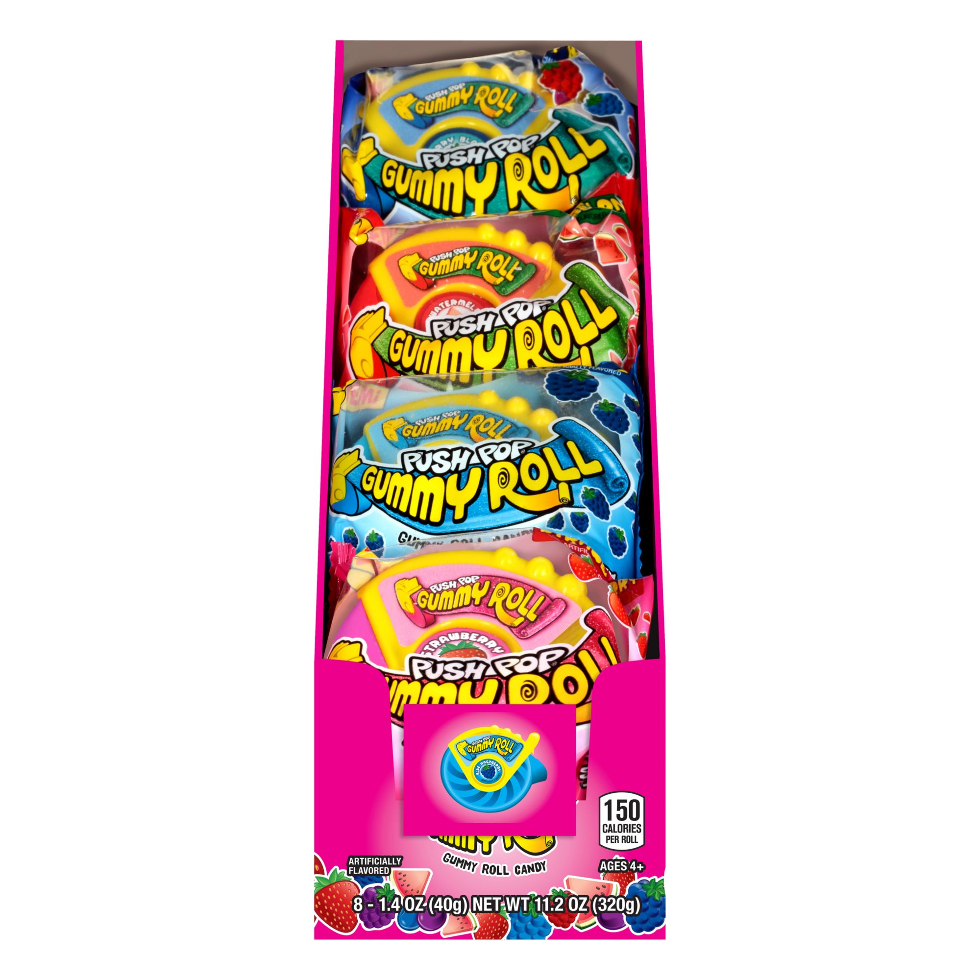 Push Pop Gummy Roll 8 Count Variety Pack - Individual Gummy Easter Candy  with Assorted Fruity Flavors - Fun Lightly Sour Gummy Candy Easter Basket