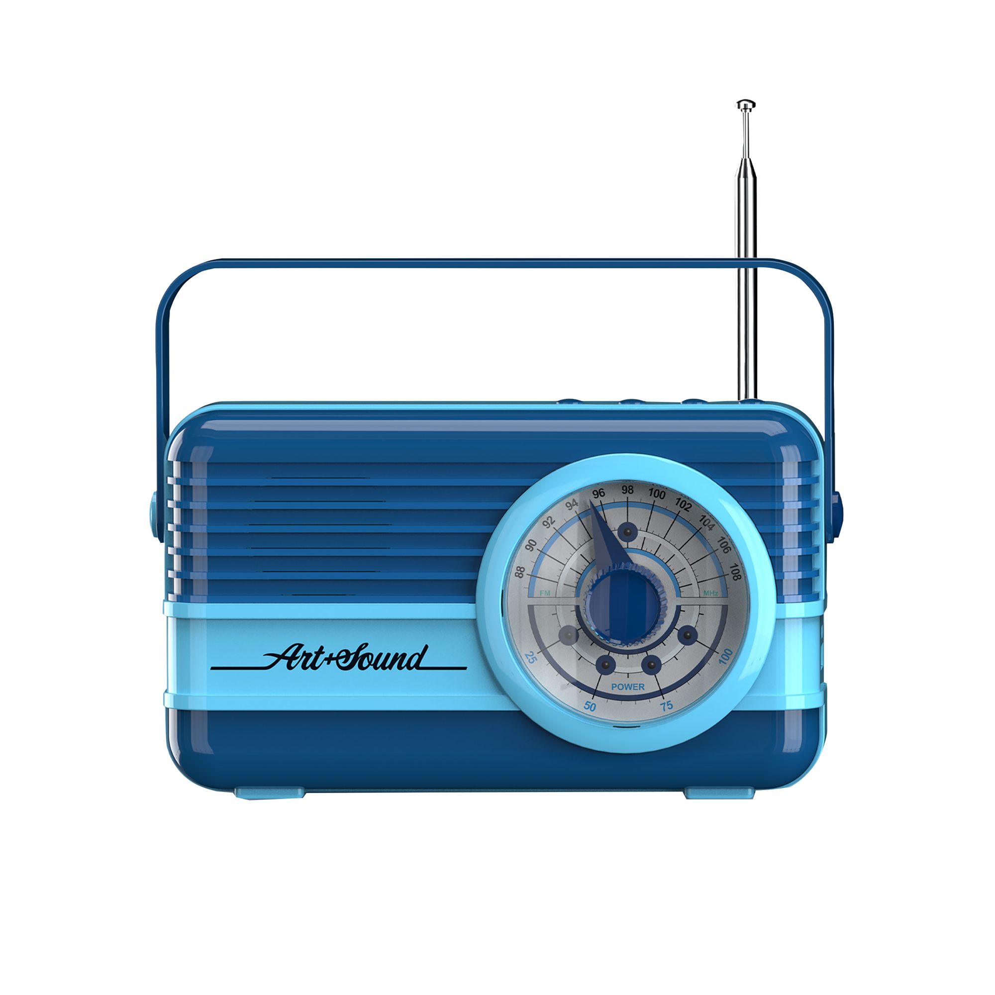 altavoz radio bluetooth estilo vintage diseño azul con flores Annecy