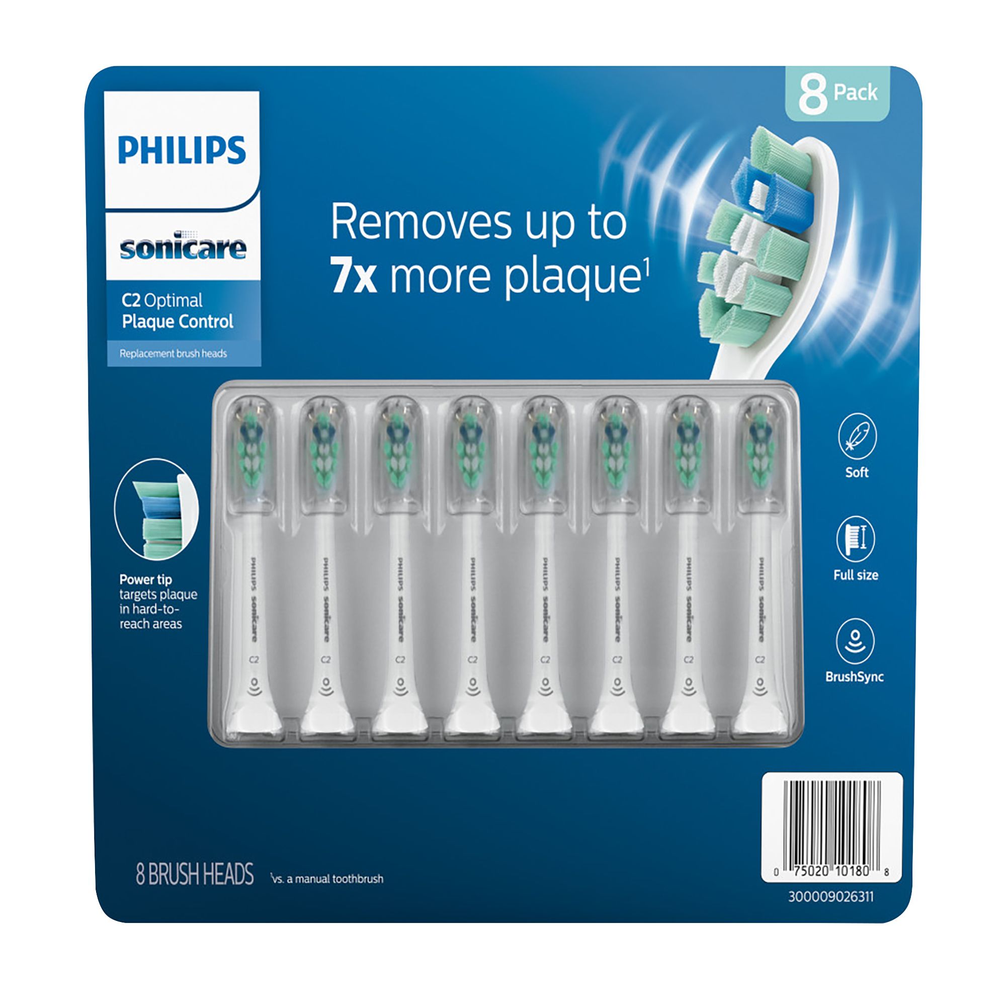 Philips Sonicare Replacement Toothbrush Heads, 8 pk., White