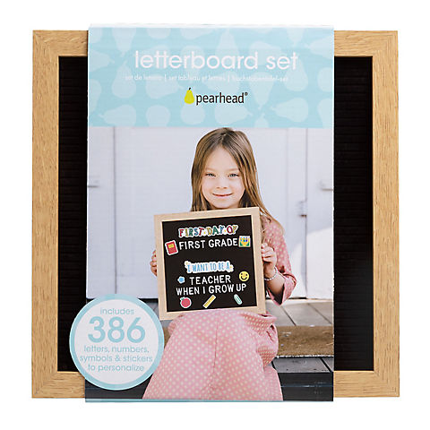 Pearhead Letterboard Set With Stickers - Black and Neutral