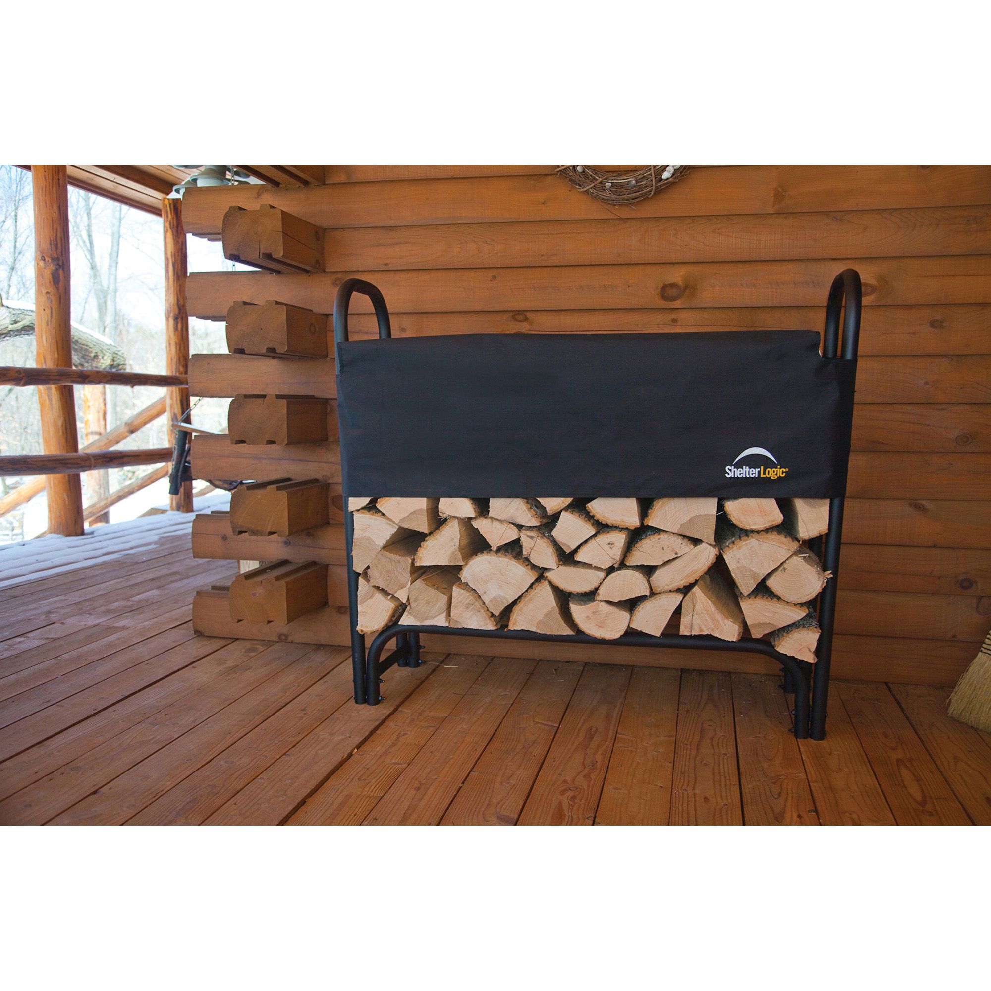 Firewood log discount rack with cover