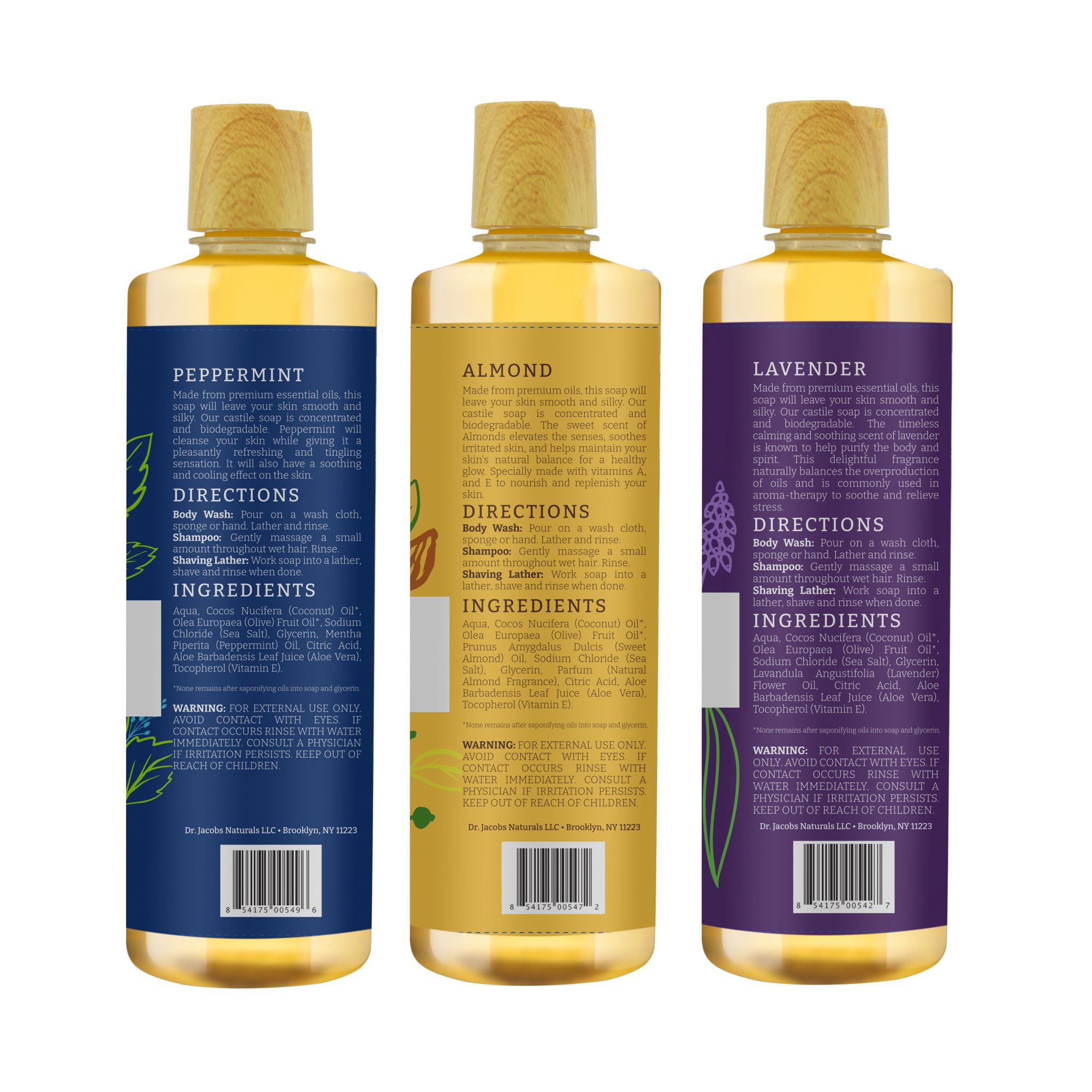 Natural Sense Pure Castile Soap Plant-Based Moisturizing, ALMOND