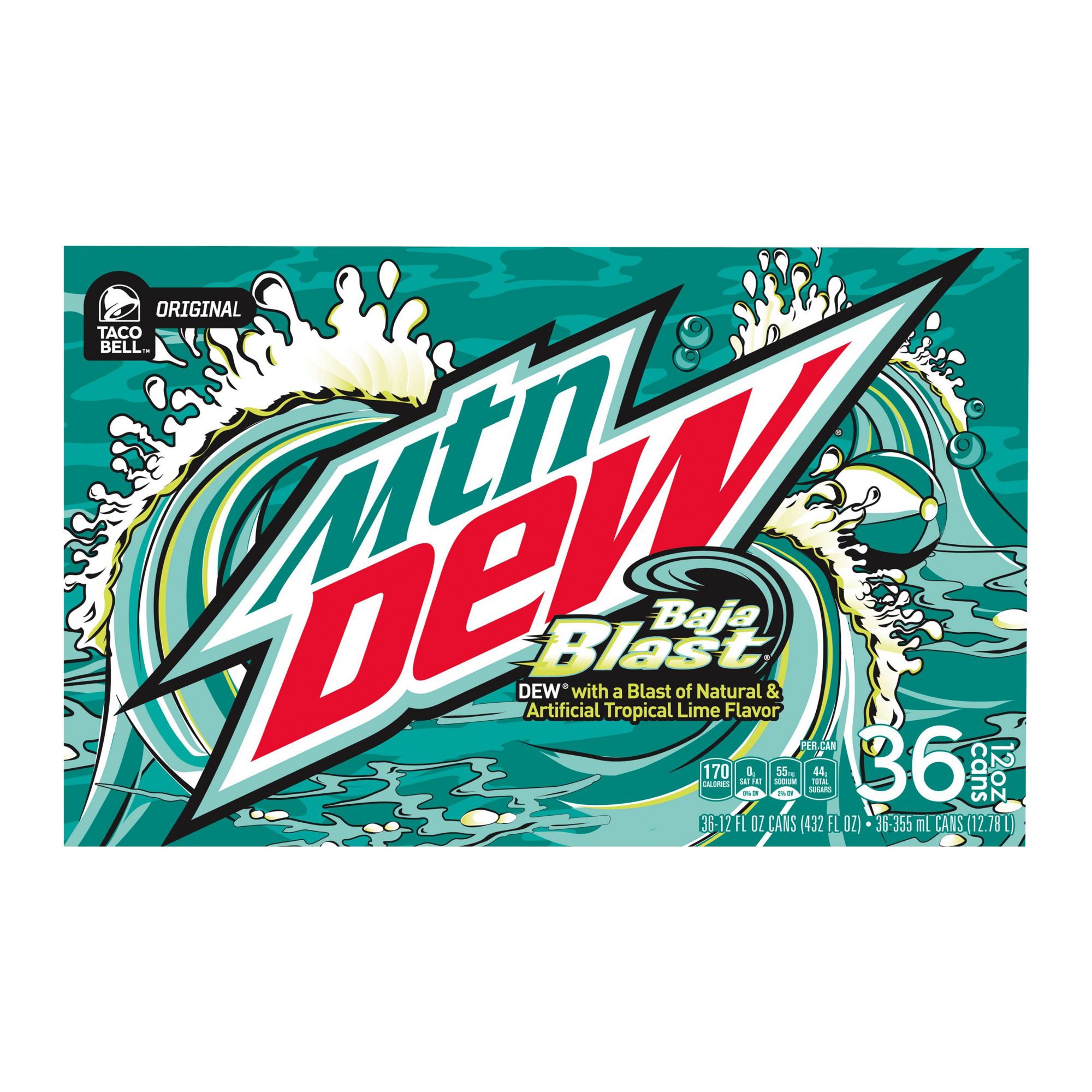 Mountain Dew Baja Blast 12 oz Cans - 12 Pack