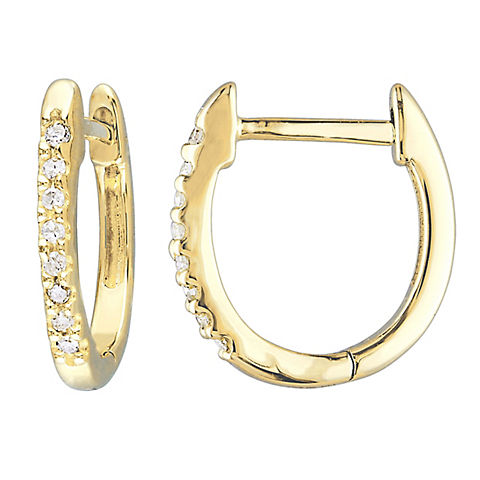 0.1 ct. t.w. Diamond Hoop Earrings in 10k Yellow Gold