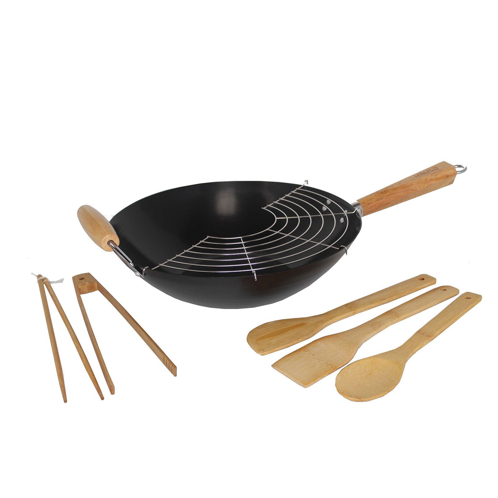 7-piece Preseasoned Round Bottom Wok Set