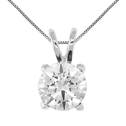 Amairah 0.25 ct. t.w. Lab Grown Diamond Solitaire Pendant Necklace 14k White Gold Round Shape Prong Set with 18" Chain