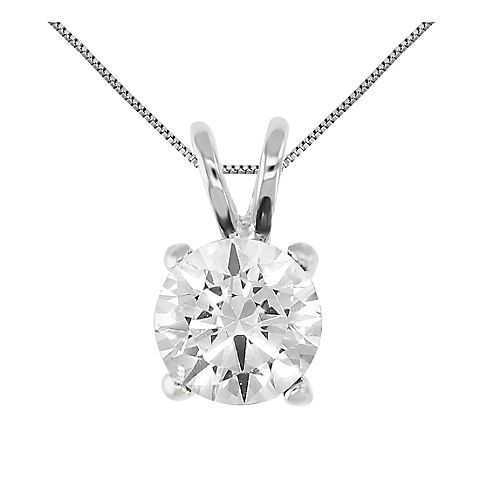 Amairah 0.75 ct. t.w. Lab Grown Diamond Solitaire Pendant Necklace 14k White Gold Round Shape Prong Set with 18" Chain
