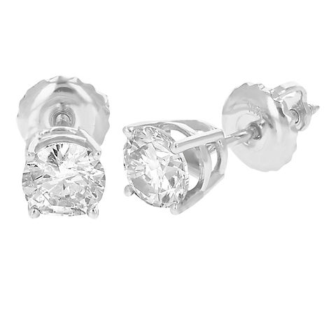 Amairah 0.75 ct. t.w. Lab Grown Diamond Stud Earrings 14k White Gold Round Shape Prong Set with Push Backs (Butterfly Backs)