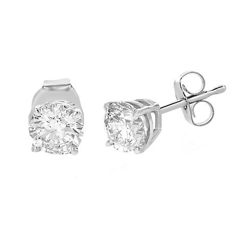Amairah 1 ct. t.w. Lab Grown Diamond Stud Earrings 14k White Gold Round Shape Prong Set with Push Backs (Butterfly Backs)