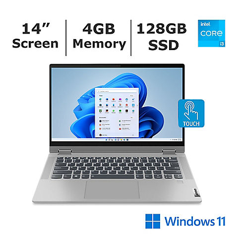 Lenovo Flex 5 Laptop, Intel Core i3-1115G4 Processor, 4GB Memory, 128GB SSD, Intel UHD Graphics