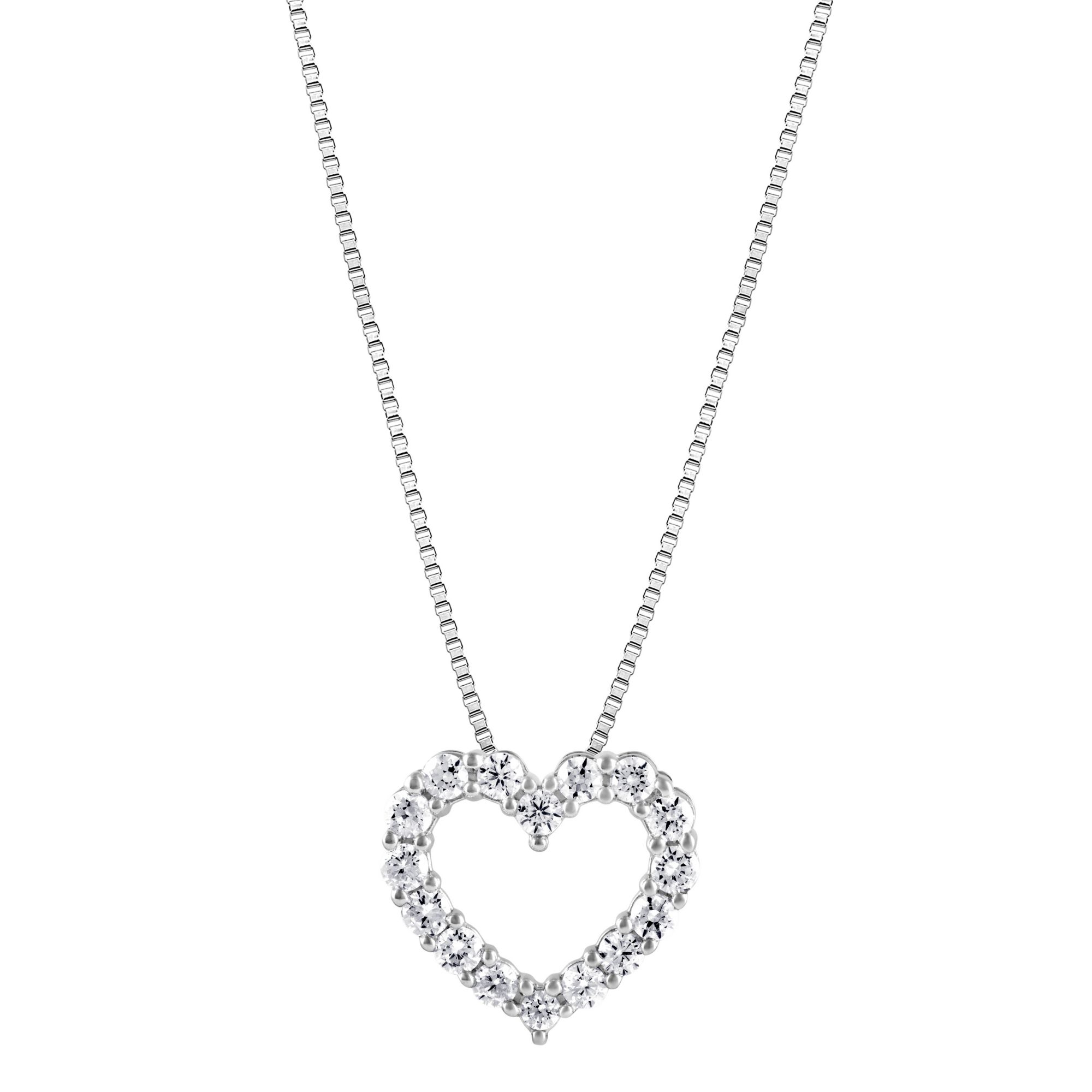 1.00 ct. t.w. Diamond Heart Pendant Necklace in 14k White Gold