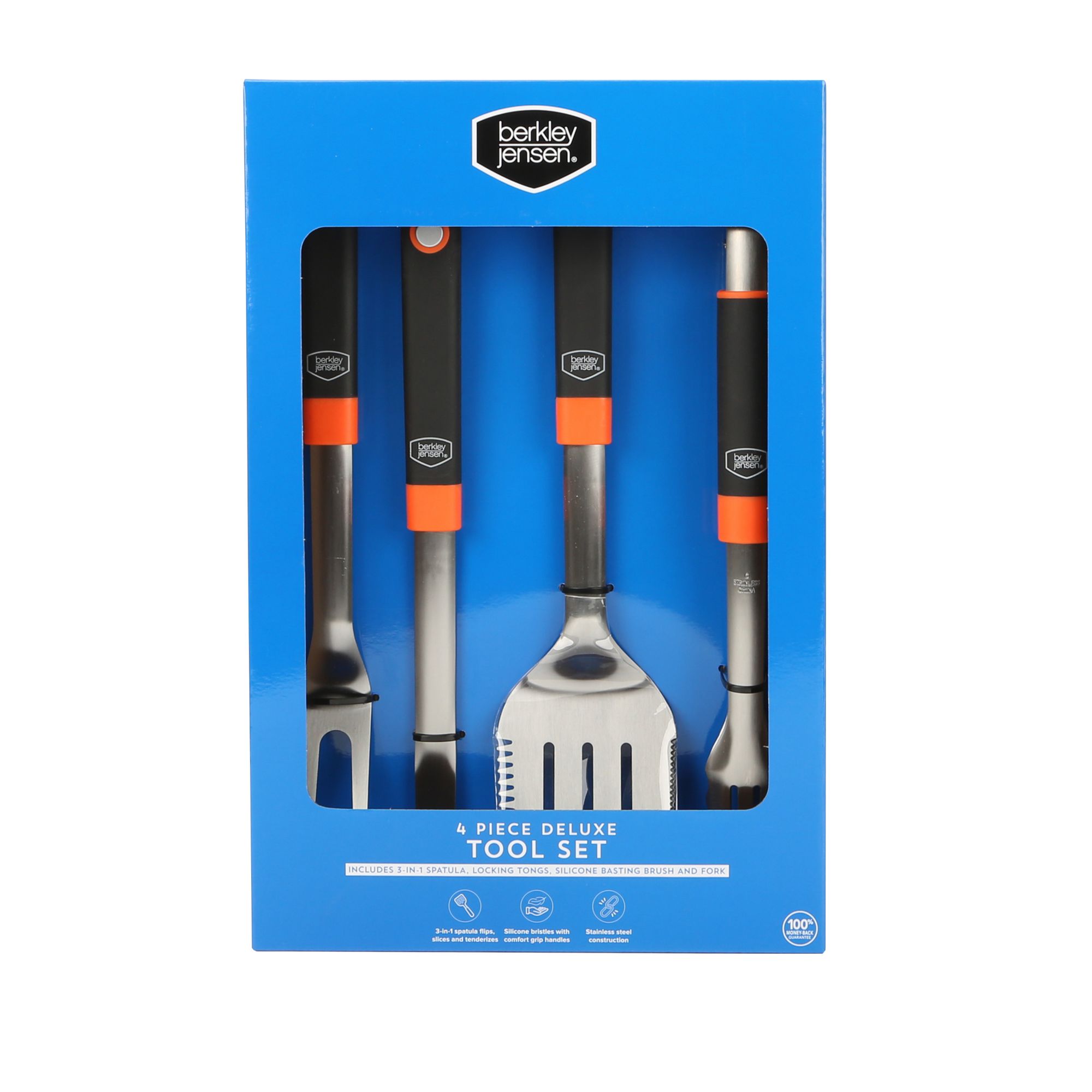 4pc BBQ Tool Utensil Set, Stainless Steel by Pure Grill - Silver - Bed Bath  & Beyond - 31411552