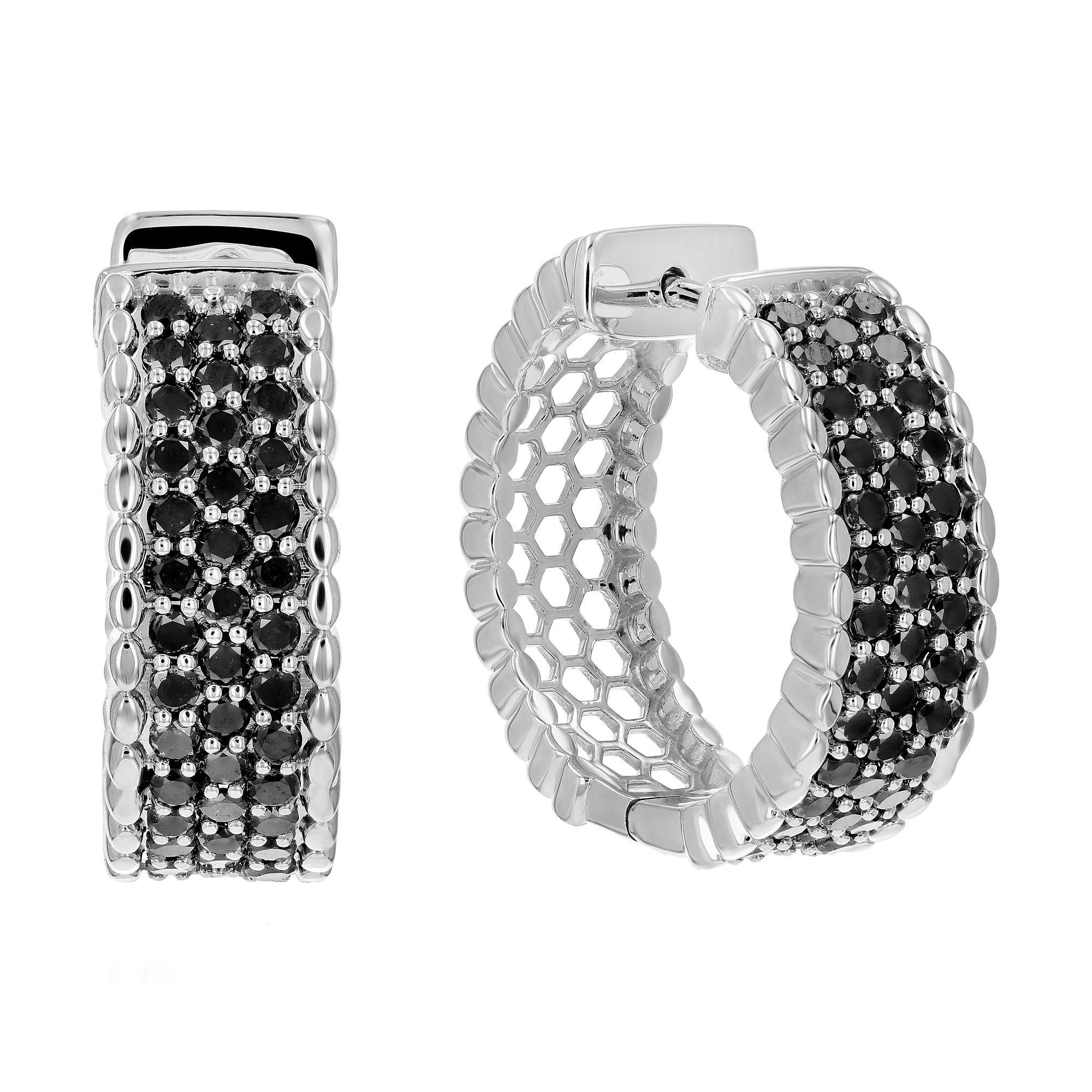 Splendid Jewellery 10kt White Gold Womens Diamond Oblong Hoop Earrings