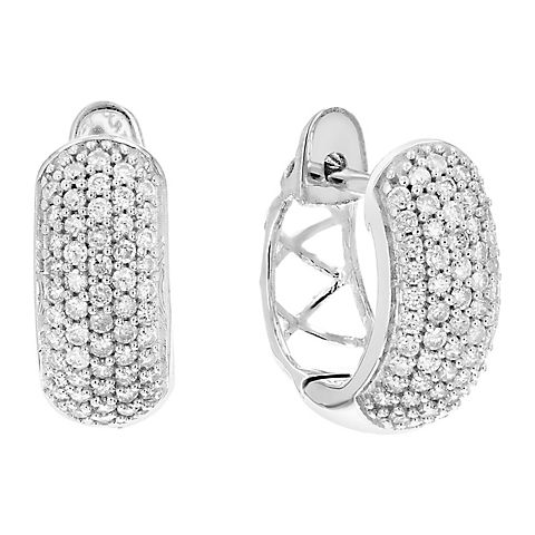 Amairah .50 ct. t. w. Diamond Hoop Earrings .925 Sterling Silver with Rhodium Cluster Prong Set .50"