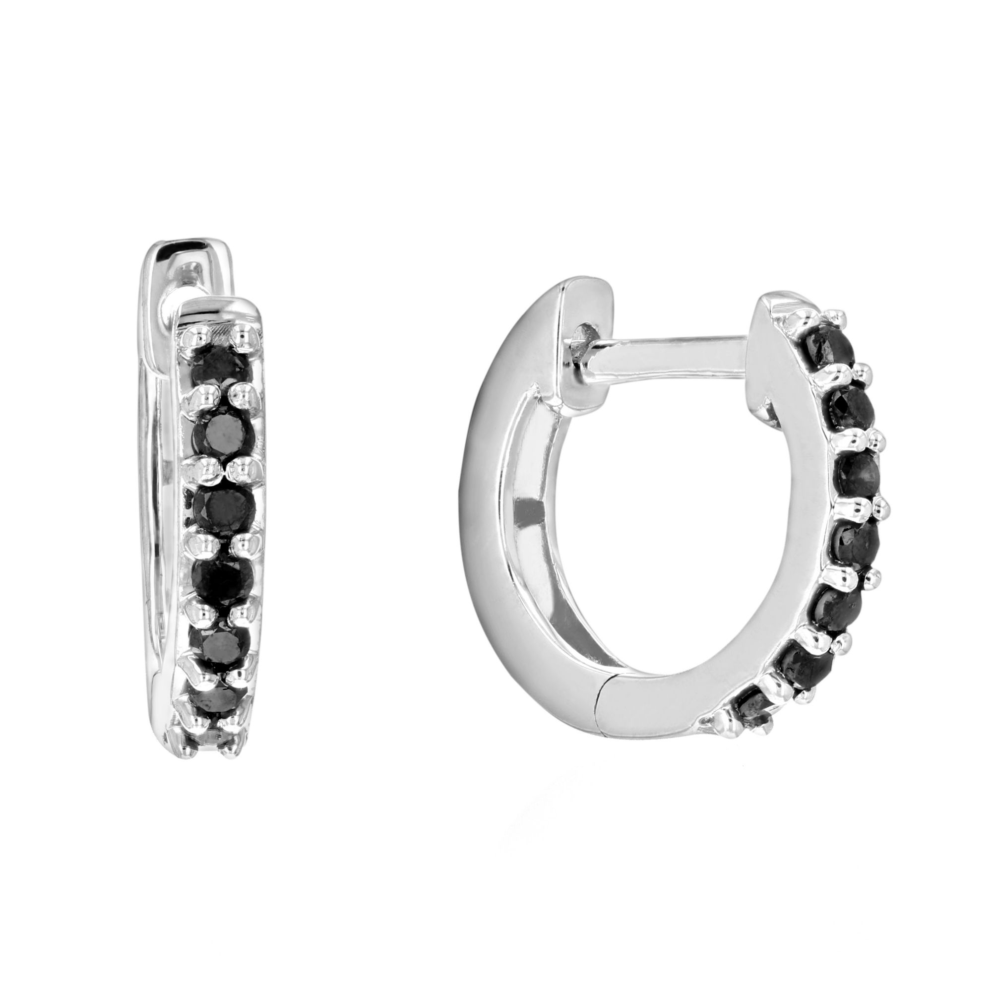 Splendid Jewellery 10kt White Gold Womens Diamond Oblong Hoop Earrings