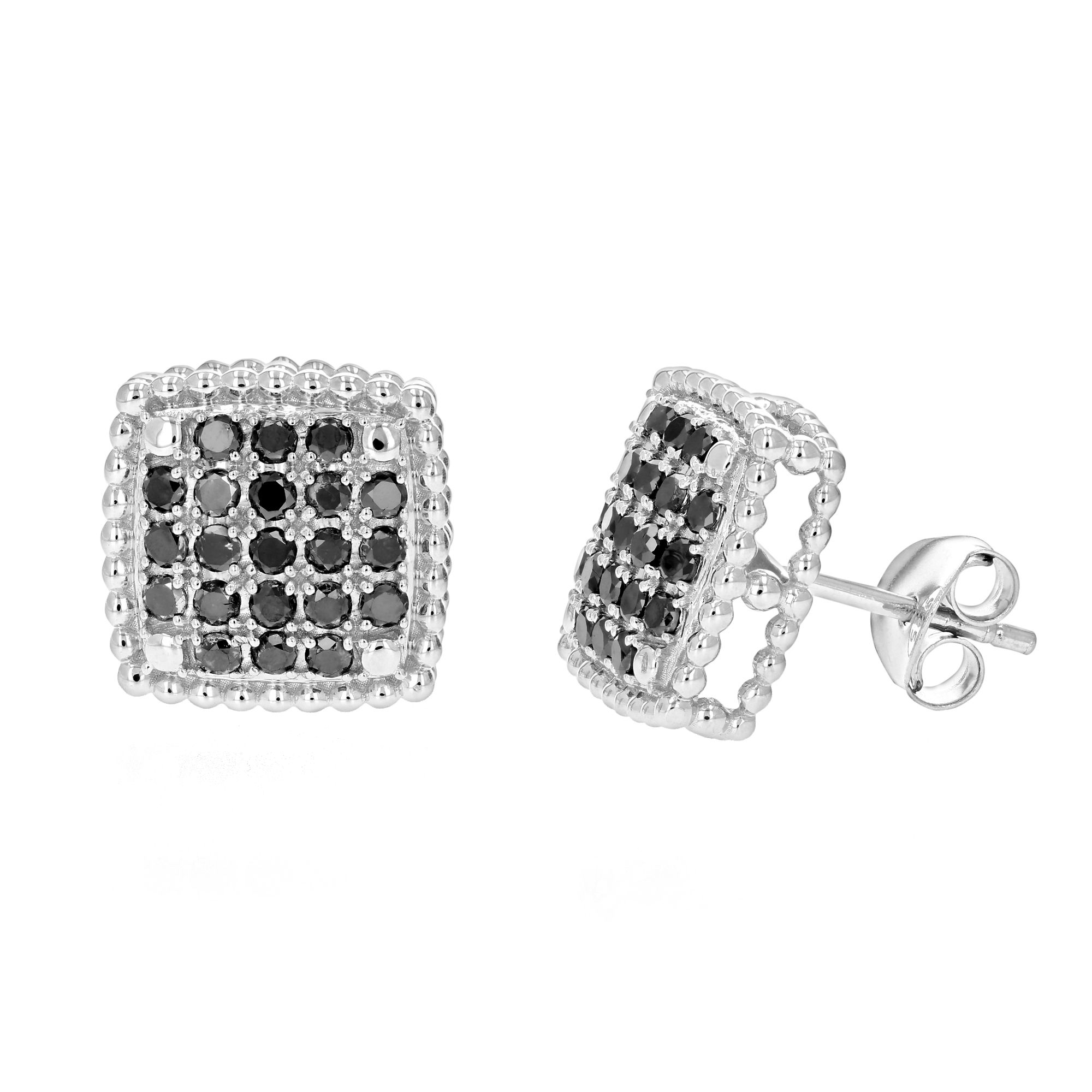 Natural Diamond Earrings Natural Diamond & 925 Sterling Silver 