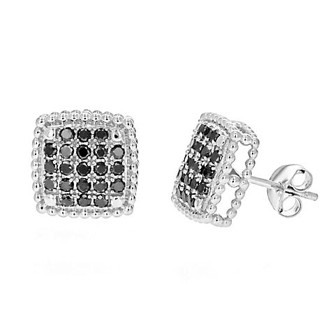 Amairah 1 ct. t. w. Black Diamond Cluster Stud Earrings .925 Sterling Silver with Rhodium .50"