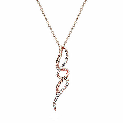 Amairah .10 ct. t. w. Diamond Swirl Pendant Necklace 14k White and Rose Gold, 18" Chain
