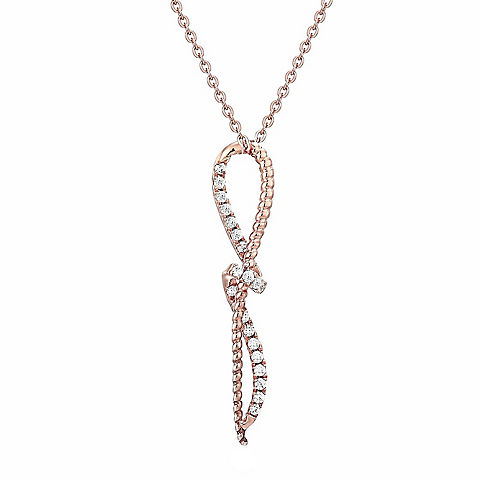 Amairah .16 ct. t. w. Diamond Knot Pendant Necklace 14k White and Rose Gold, 18" Chain