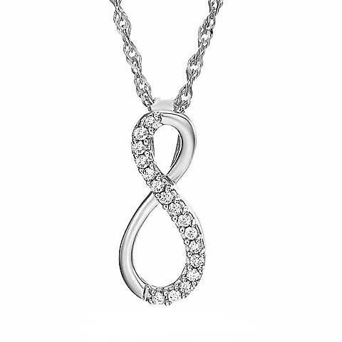 Amairah .10 ct. t. w. Diamond Infinity Pendant Necklace 10k White Gold, 18" Chain