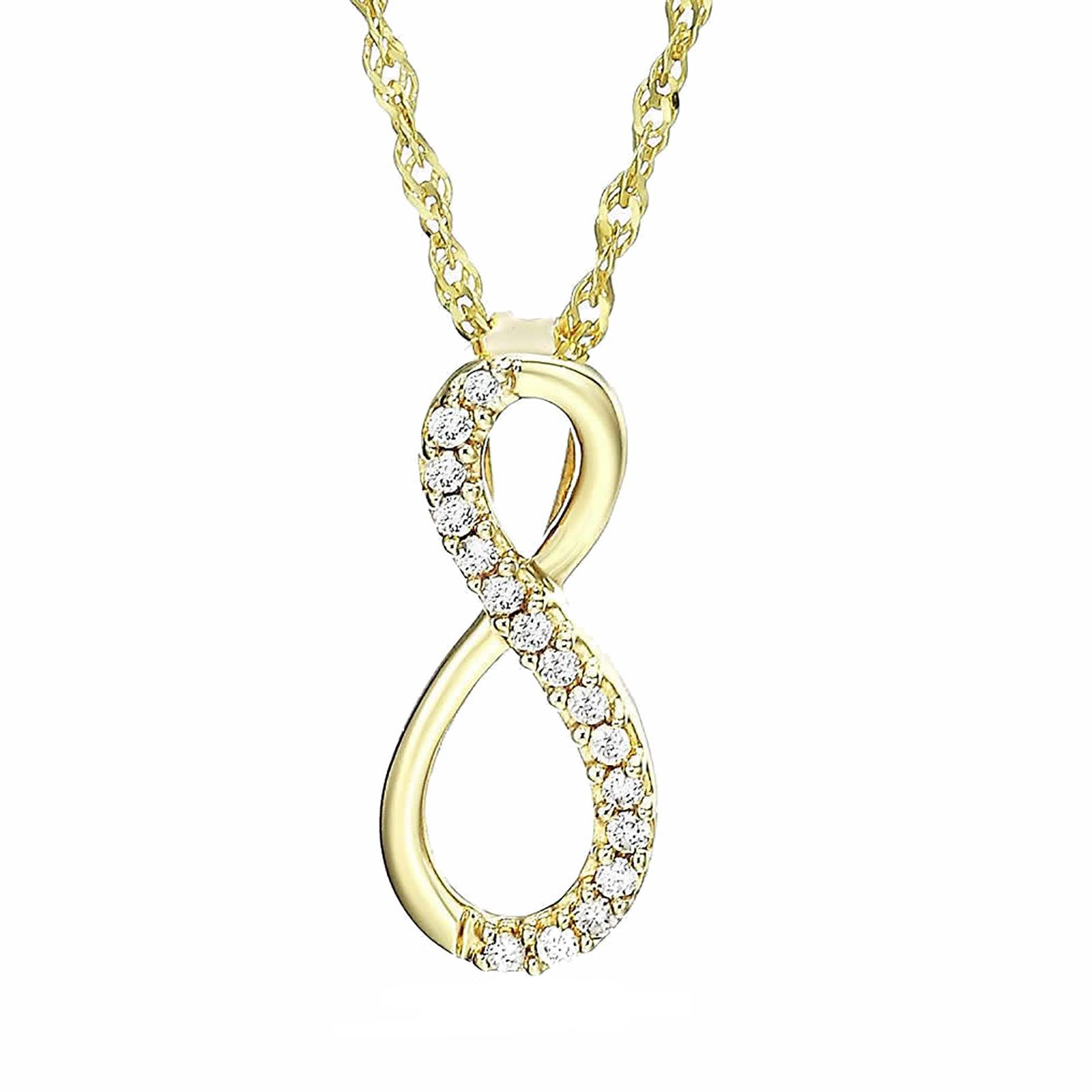 Lab Pink Sapphire Diamond Infinity Necklace - 14K White Gold