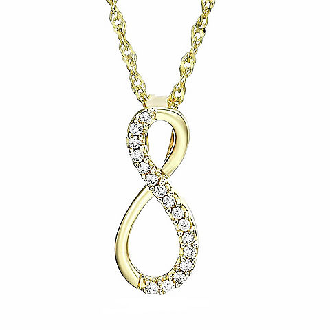 Amairah .10 ct. t. w. Diamond Infinity Pendant Necklace 10k Yellow Gold, 18" Chain