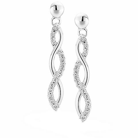 Amairah .25 ct. t. w. Diamond Infinity Dangle Earrings 10k White Gold 1" Prong Set