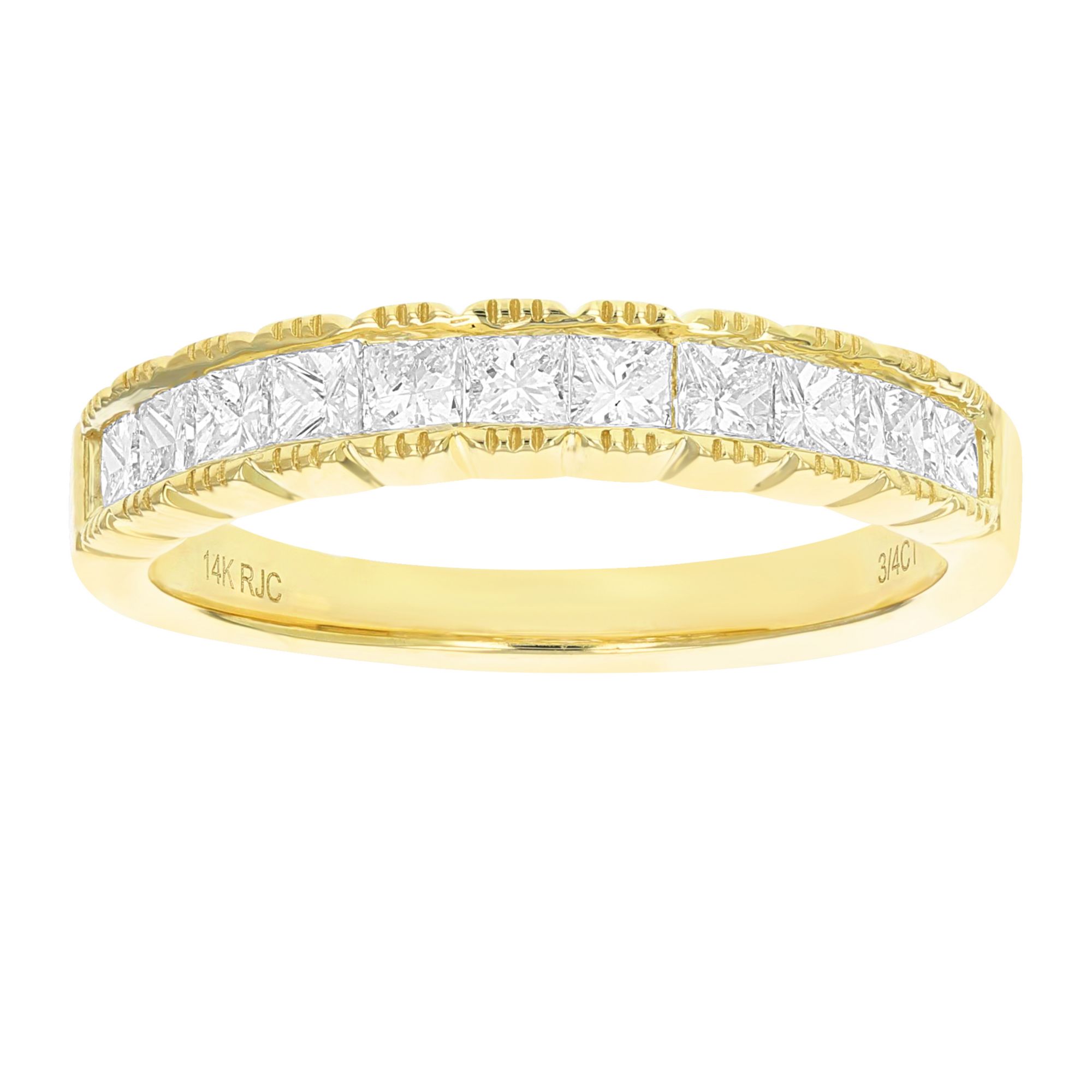 Amairah .75 ct. t. w. Princess Cut Diamond Wedding Band with Milgrain 14k Yellow Gold Channel Set BJ s Wholesale Club