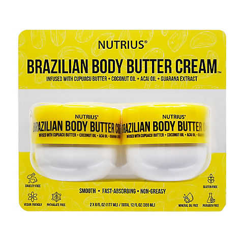 Nutrius Brazilian Body Butter Cream, 2x6 fl. oz.