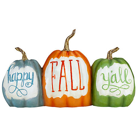 Northlight 15.5" Pumpkin Trio 'Happy Fall Y'all' Autumn Harvest Sign