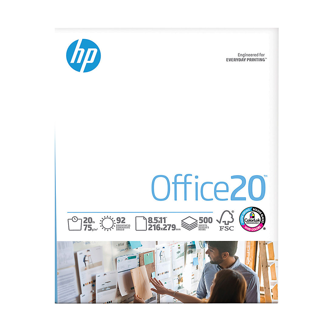 HP White Office Copy Paper, 92 Brightness, 20 lbs.