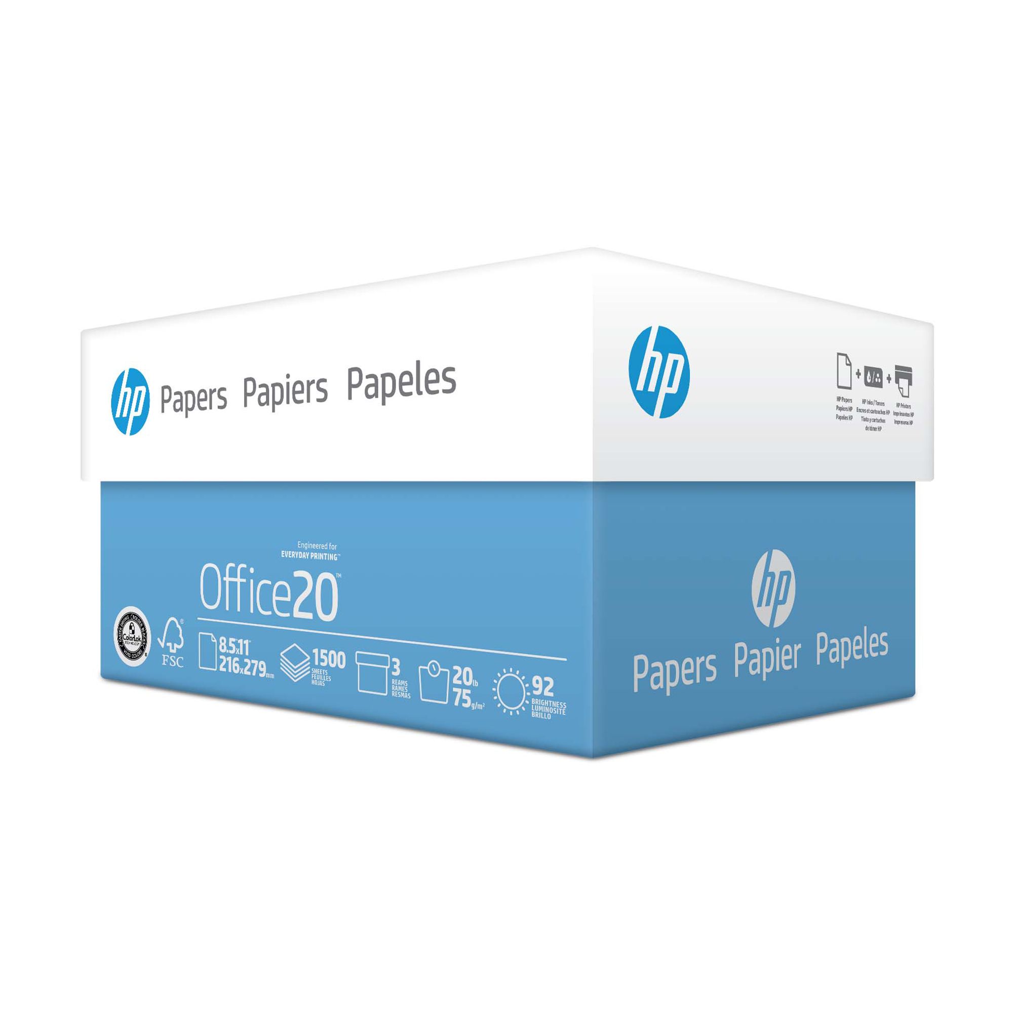 HP Office20 Printer Copier Paper Letter Size 8 12 x 11 2500 Sheets