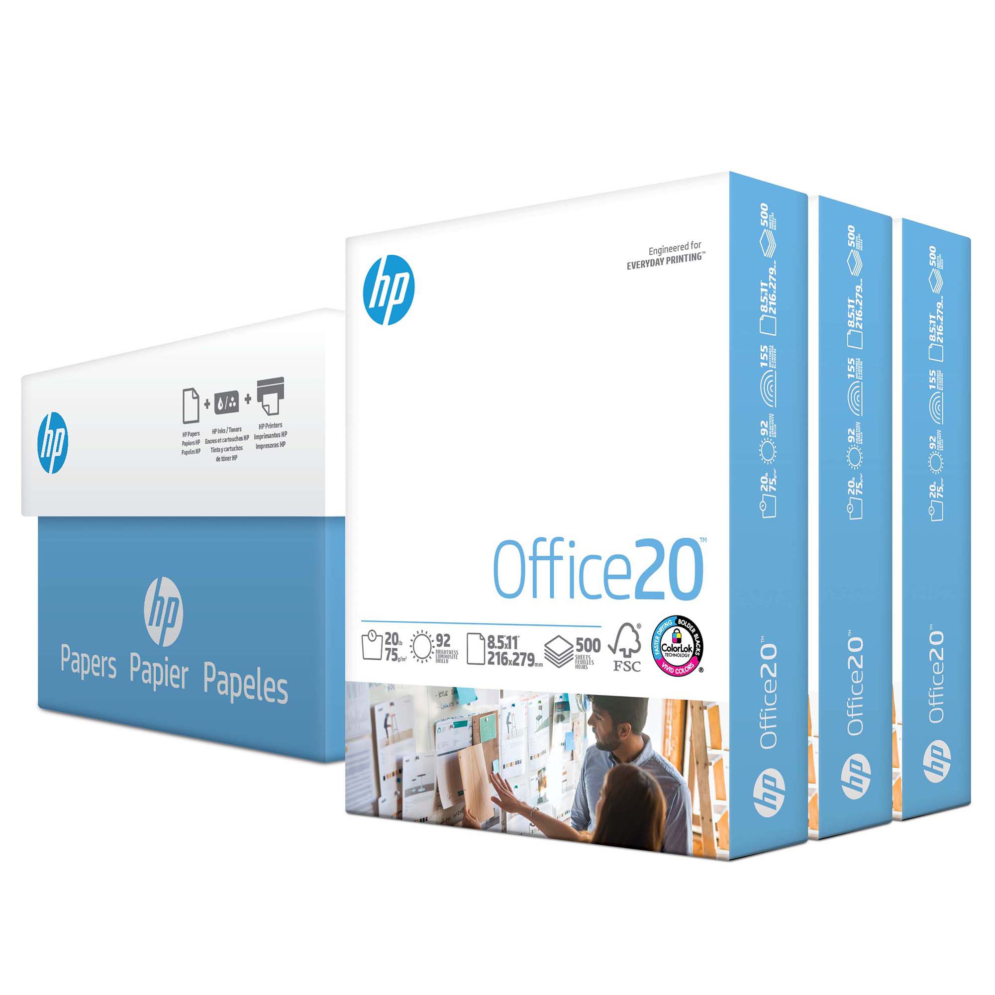 HP White Office Copy Paper, 92 Brightness, 20 lbs.