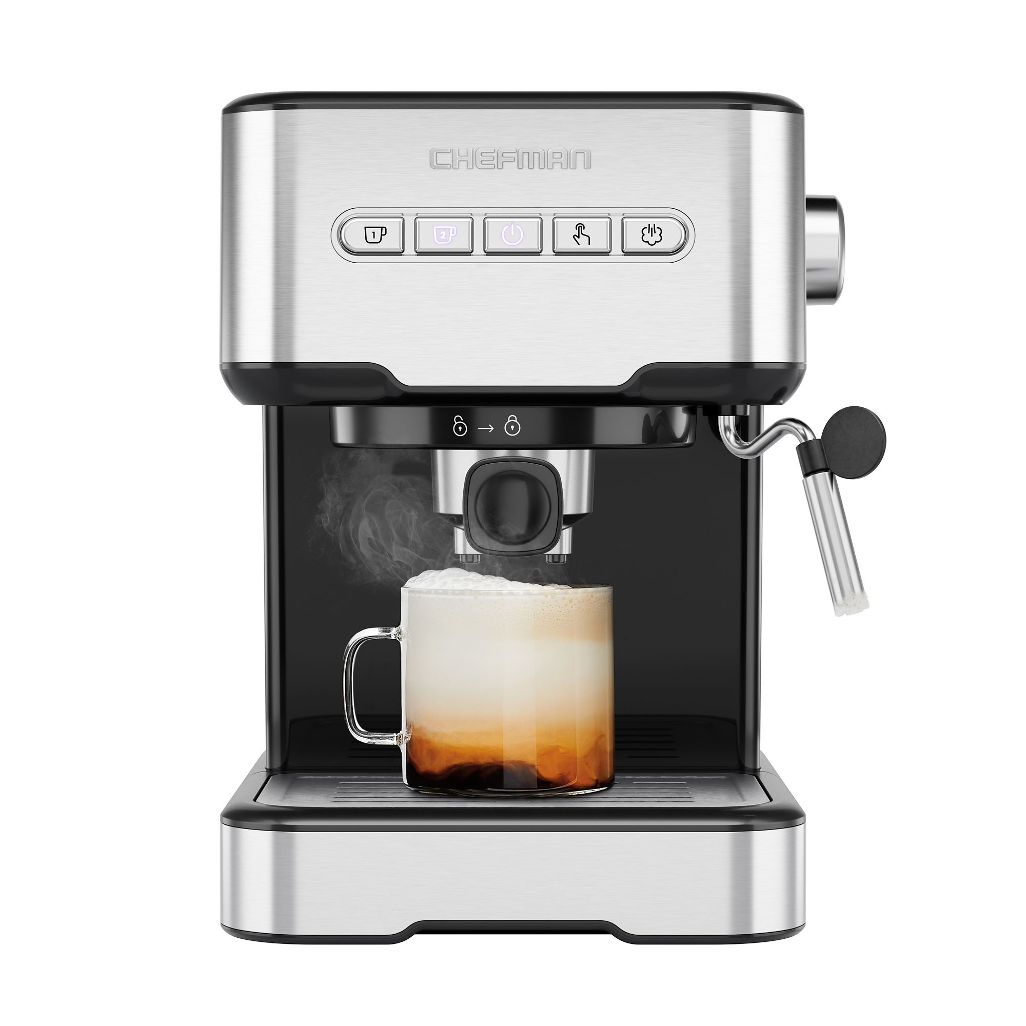 Chefman 1.8L Barista Pro Espresso Machine, Stainless Steel