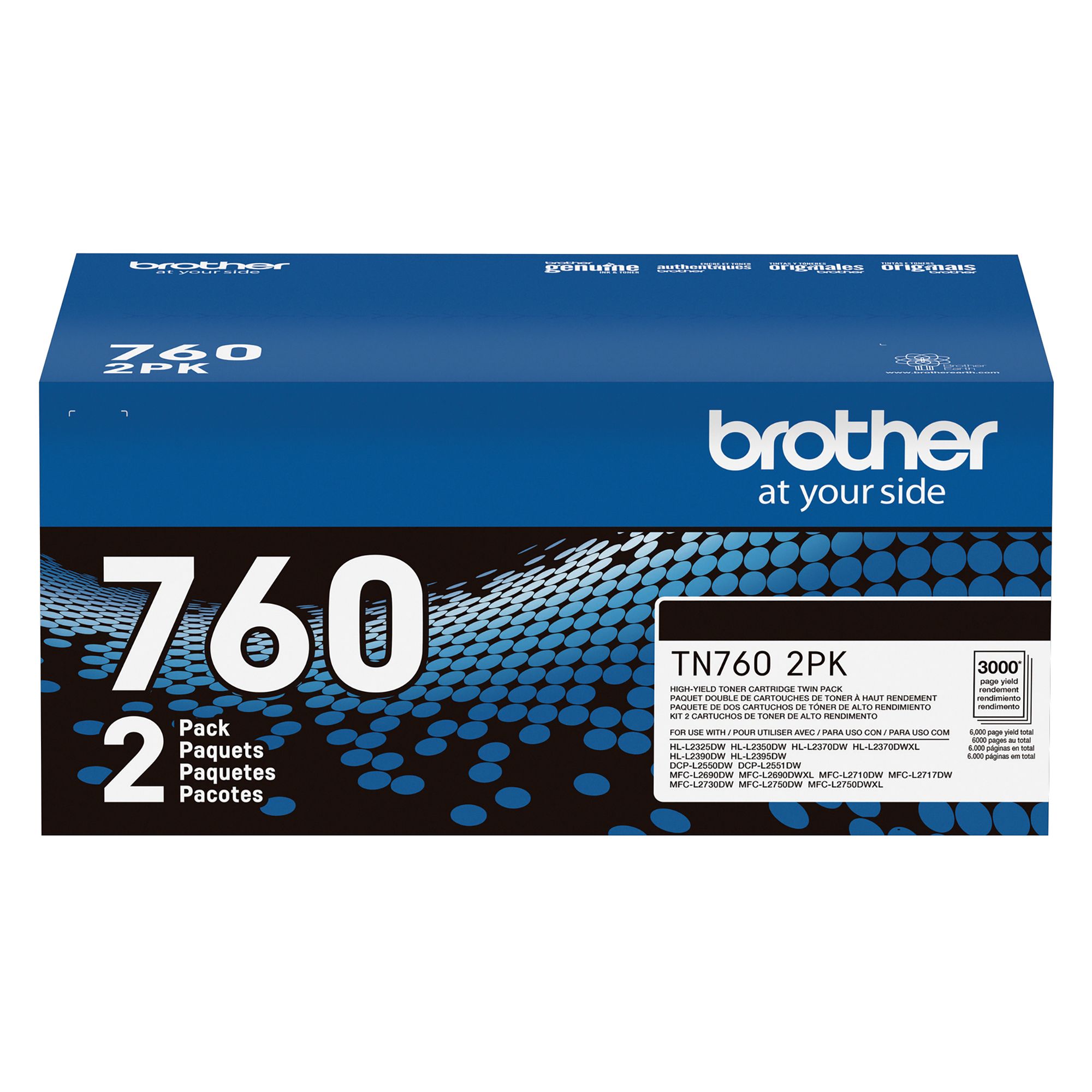 Brother Genuine High-Yield Black Toner Cartridge Twin Pack TN7602PK