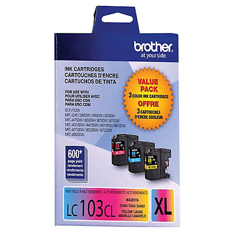 Brother Genuine LC1033PKS Color Standard-Yield Ink Cartridges, 3 pk.