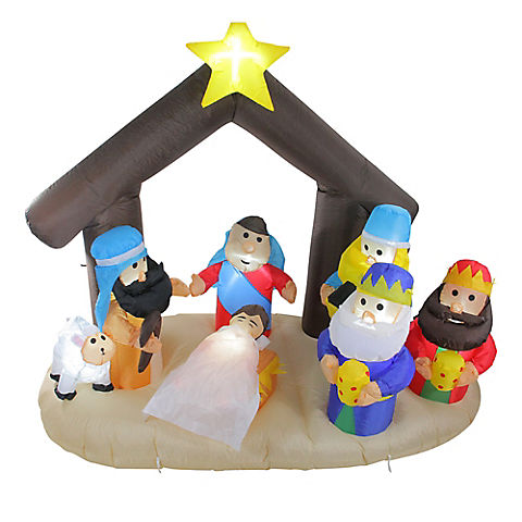 Northlight 5.5' Inflatable Nativity Scene Lighted Christmas Outdoor Decoration