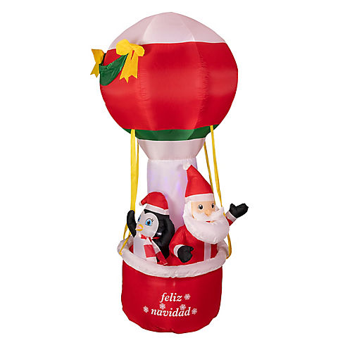 Northlight 8' Lighted Inflatable Feliz Navidad Hot Air Balloon Outdoor Christmas Decoration