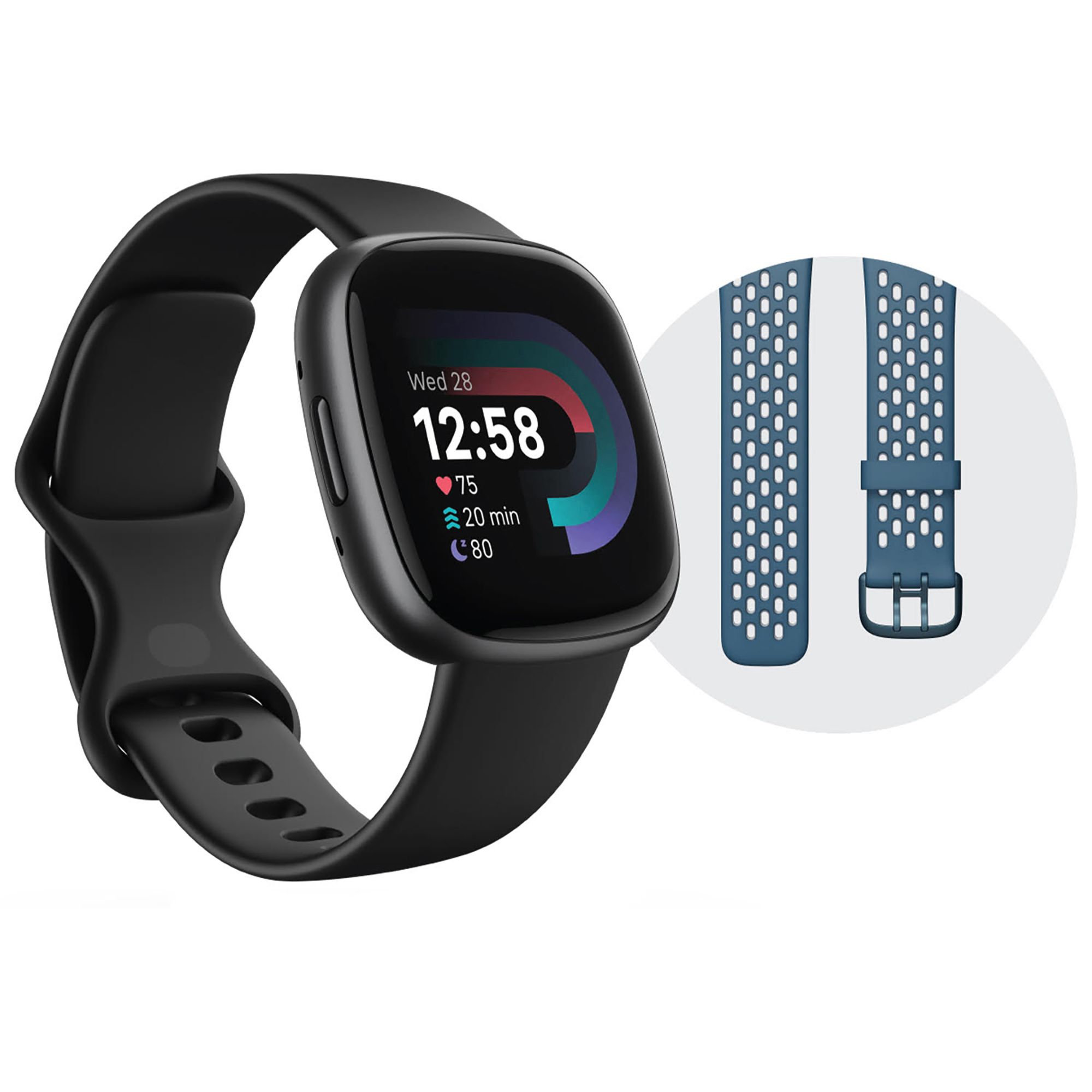 Fitbit Versa 4 Fitness Smartwatch Bundle - Black/Graphite | BJ's