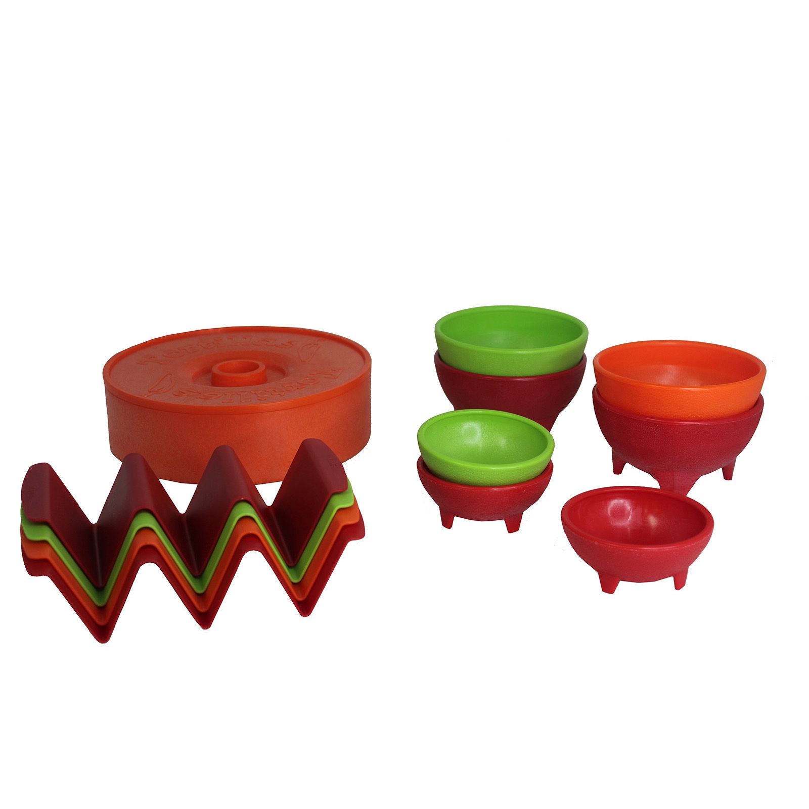 Plastic Mixing Bowls with Lids Set 12pc Red