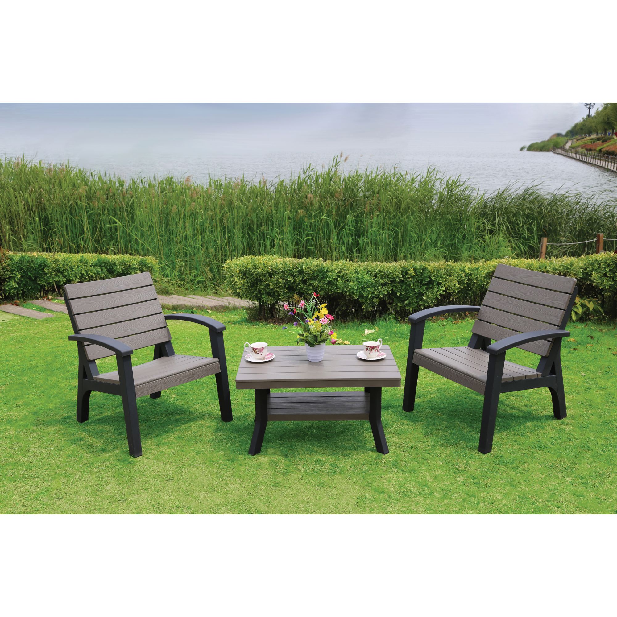 Berkley Jensen Resin Bistro Set 3 pc. Gray BJ s Wholesale Club