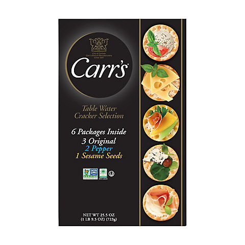 Carr's Table Water Crackers Original, Pepper & Sesame Seeds Variety Pack, 25.5 oz.