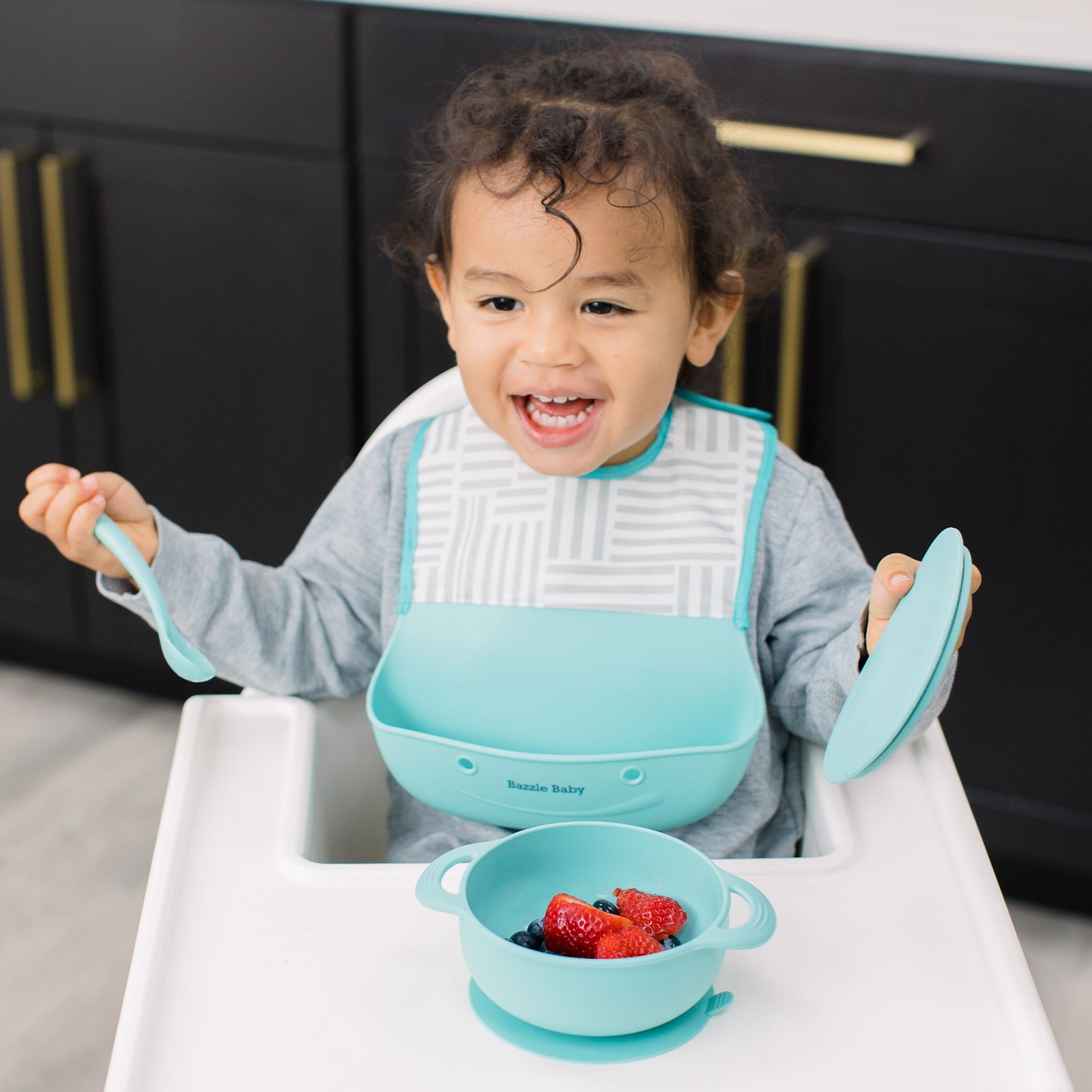 Baby Led Weaning Set With Bibs, Spoons, A Suction Bowl and Suction Pla