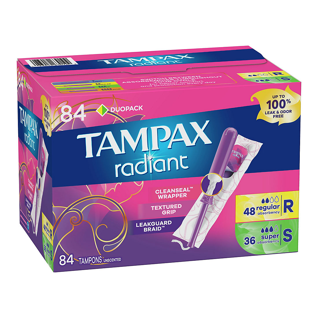 Luminans klynke Etna Tampax Radiant Plastic Tampons Regular/Super Multipack, 84 ct. - BJs  Wholesale Club