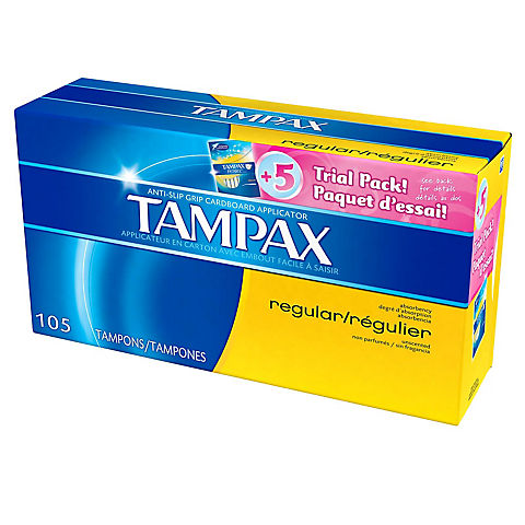 Tampax Cardboard Applicator Tampons, 100 ct. Plus Pearl Tampons, 5 ct.