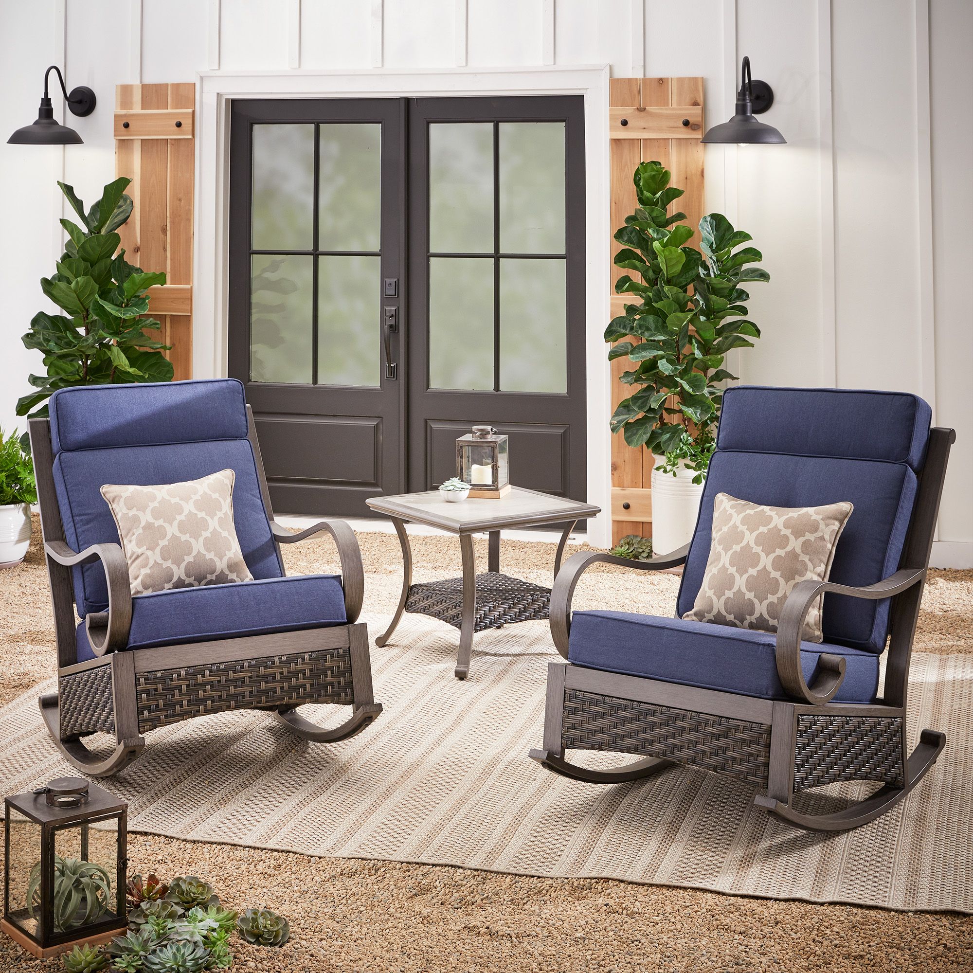 Berkley Jensen Windsor 3 Piece Bistro Set With Rocking Chairs